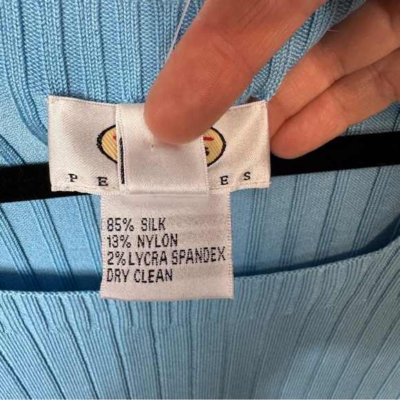 Talbots Vintage NWT Baby Blue Ribbed Silk Nylon Blend Top Retro Square Neck Sz P - Picture 4 of 9